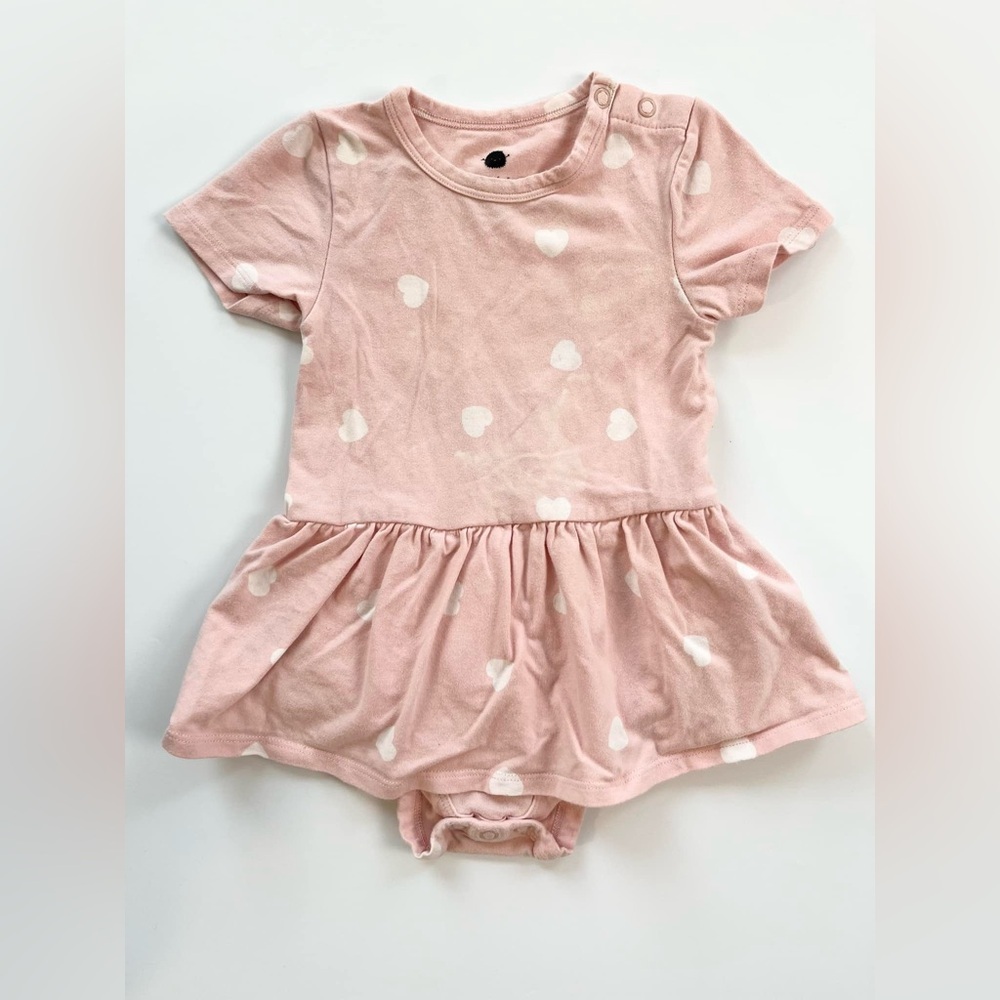 Rise Little Earthling Pink and White Hearts Bodysuit Dress *PLAY*
